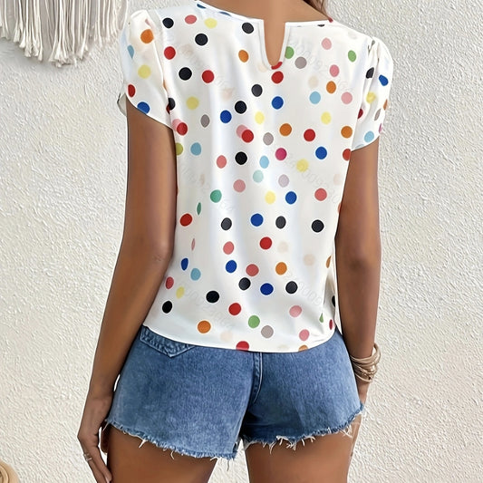 Contrasting Color Polka Dot Top