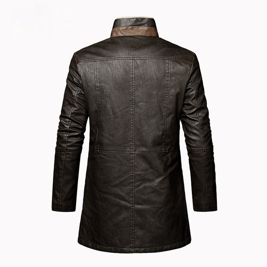 Leather Extended Plus Size PU Leather Coat