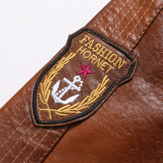 Men's Stand-up Collar Leather Jacket