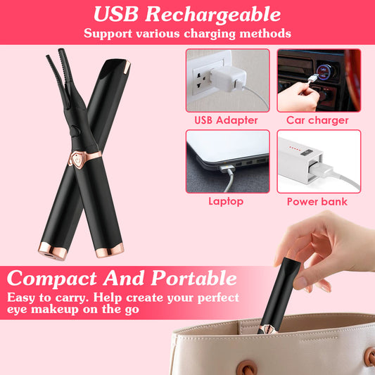 1Pc 2 In 1 Clip Comb Heated Eyelash Curler