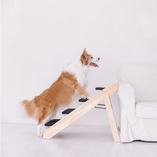 Wooden Foldable 4-storey Pet Stairs & Ramps