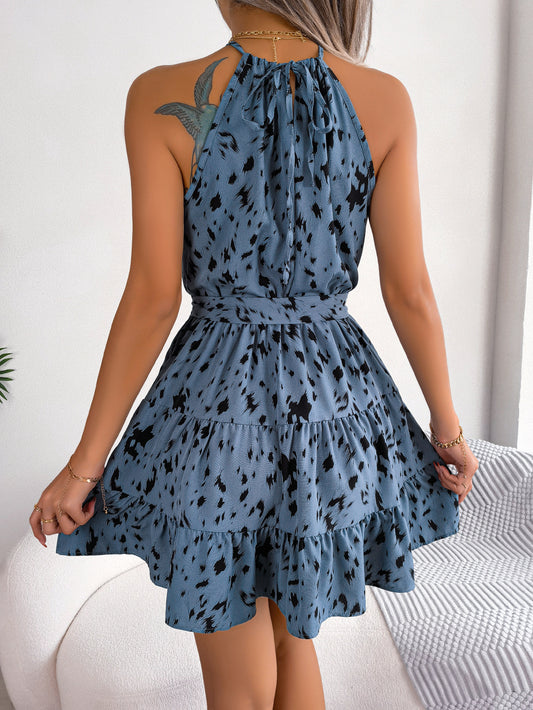 Cheetah Print Ruffled Swing Dress