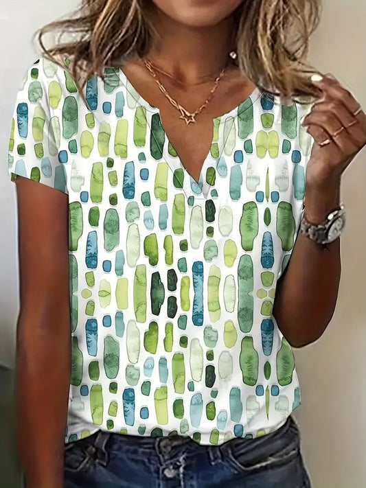 Summer V-Neck Printed Top