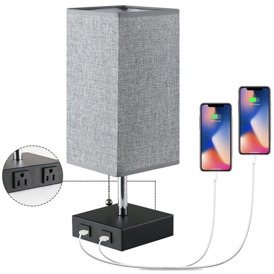 Linen Square Table Lamp