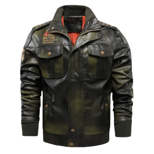 Men's Stand-up Collar Leather Jacket