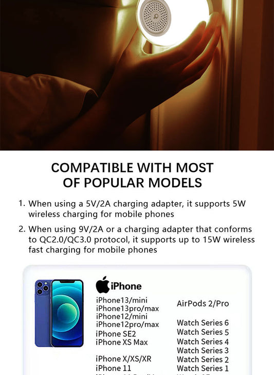 Wireless Charging Bluetooth Speaker Night Light
