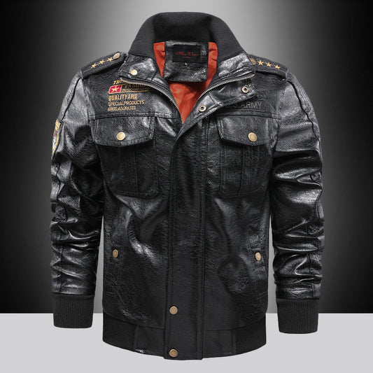 Men's Stand-up Collar Leather Jacket