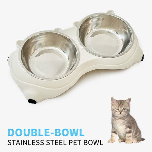 Double Stainless Steel Pet Bowl Set