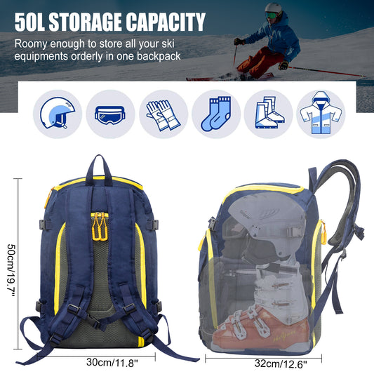 Blue Travel Ski Backpack | 50L