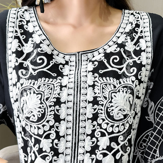 Women's Ethnic Style Floral Embroidered Maxi