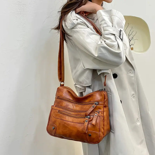 Women Leather Shoulder Bag | Large Capacity