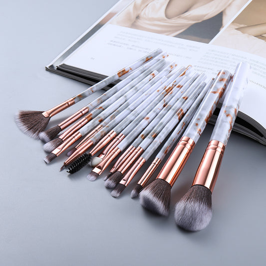 Marbled Design Makeup Brushes | Set of 15