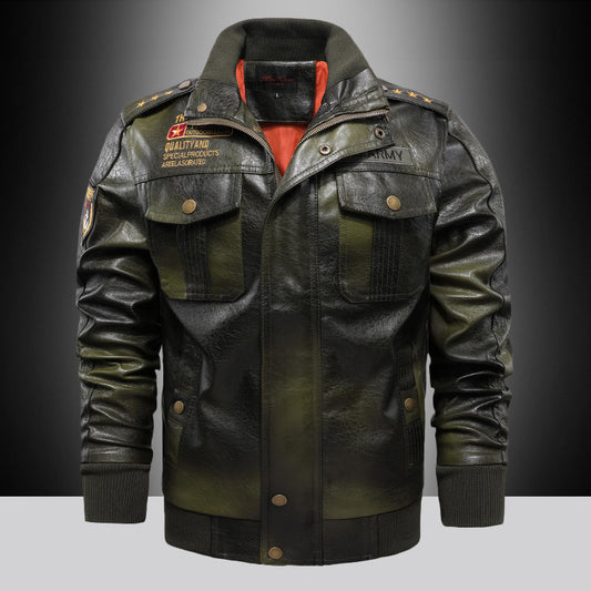 Men's Stand-up Collar Leather Jacket