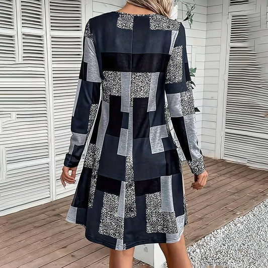 Digital Print Elegant Spring & Fall Dress
