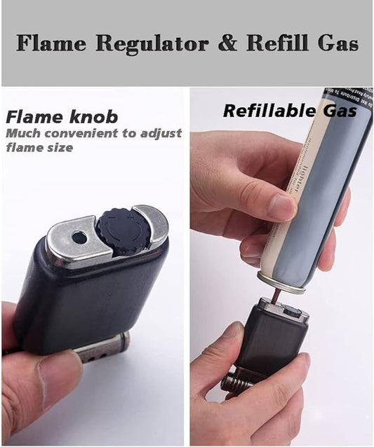 Soft Flame Refillable Gas Lighter | Wooden Case