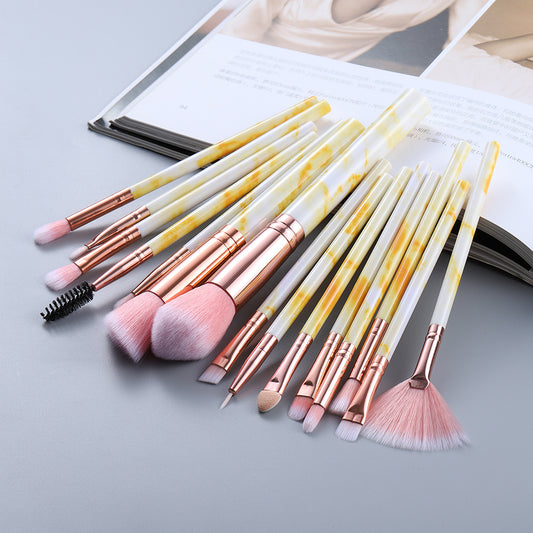 Marbled Design Makeup Brushes | Set of 15