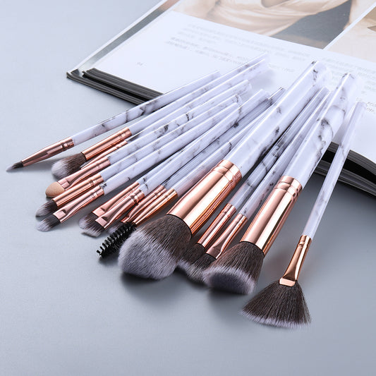 Marbled Design Makeup Brushes | Set of 15