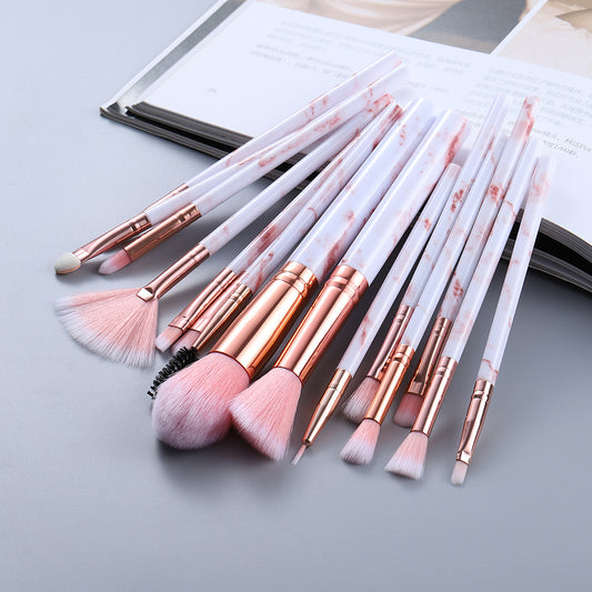 Marbled Design Makeup Brushes | Set of 15