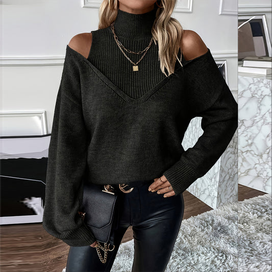 Women's Off-Shoulder Turtleneck Sweater