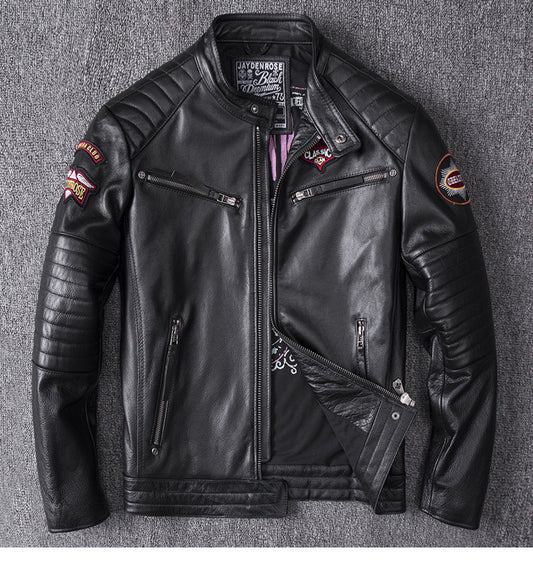 Stand Collar Leather Jacket