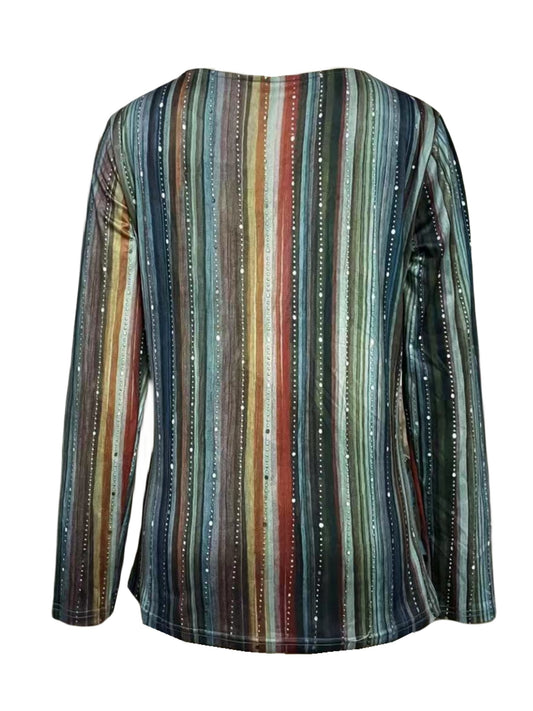 Long Sleeve Round Neck Printed Top