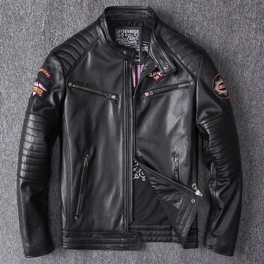 Stand Collar Leather Jacket
