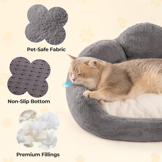 MEWOOFUN Cat Bed And Small Dog Bed, Washable