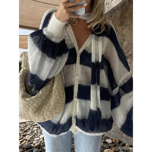 V Neck Open Front Button Up Loose Coats