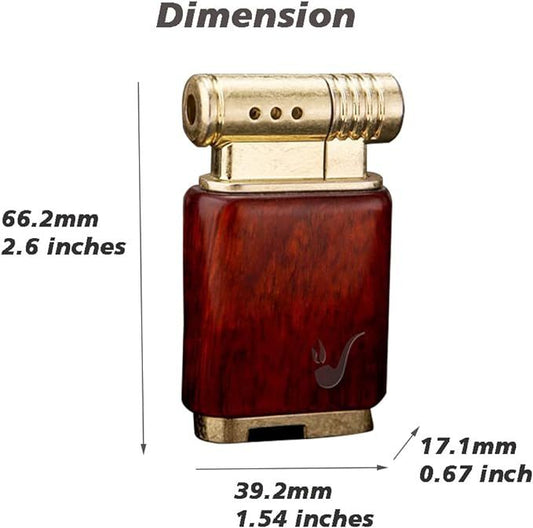 Soft Flame Refillable Gas Lighter | Wooden Case