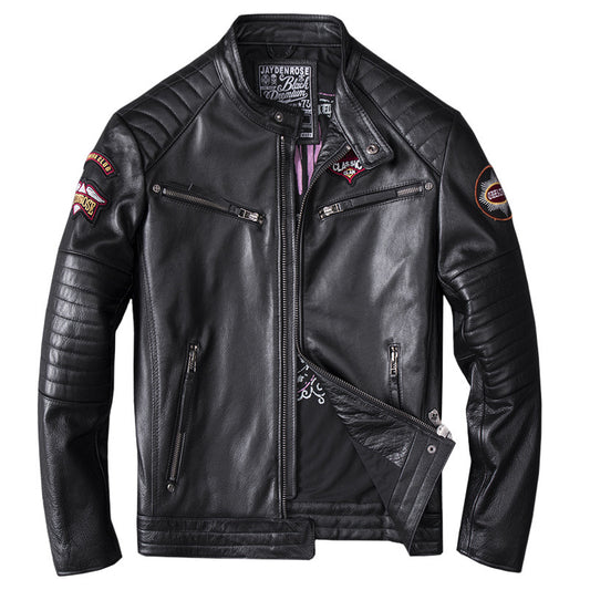 Stand Collar Leather Jacket