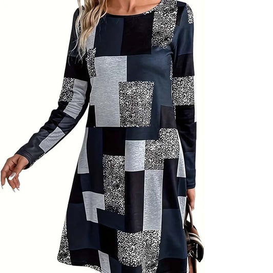 Digital Print Elegant Spring & Fall Dress