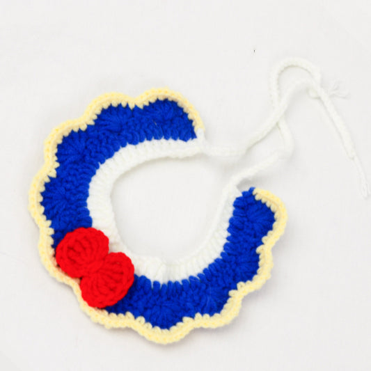Hand-knitted Adjustable Flower Bow Collar