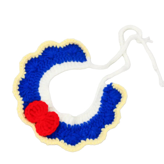 Hand-knitted Adjustable Flower Bow Collar