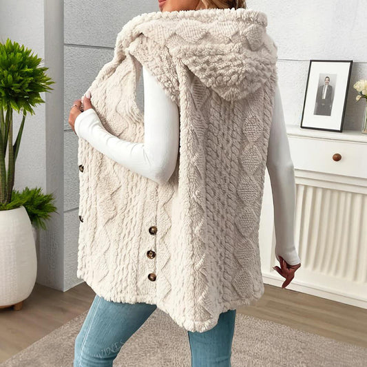 Textured Sleeveless Hooded Vest