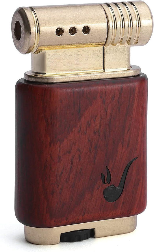 Soft Flame Refillable Gas Lighter | Wooden Case