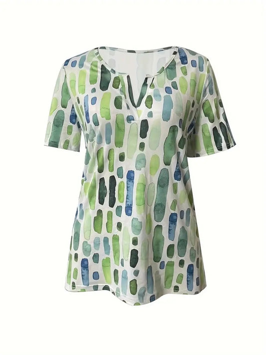 Summer V-Neck Printed Top