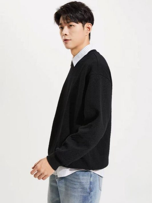 Jacquard Round Neck Hoodie