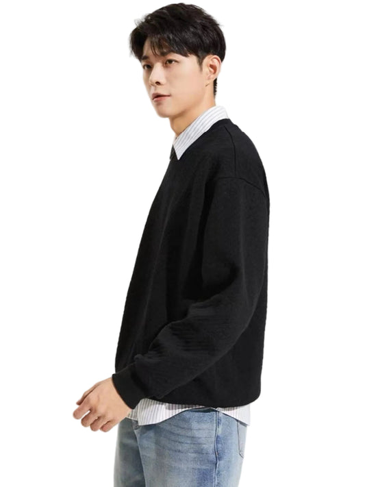 Jacquard Round Neck Hoodie