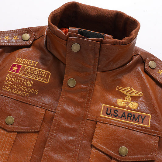 Men's Stand-up Collar Leather Jacket