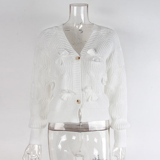 Women's Bow Cropped Cardigan