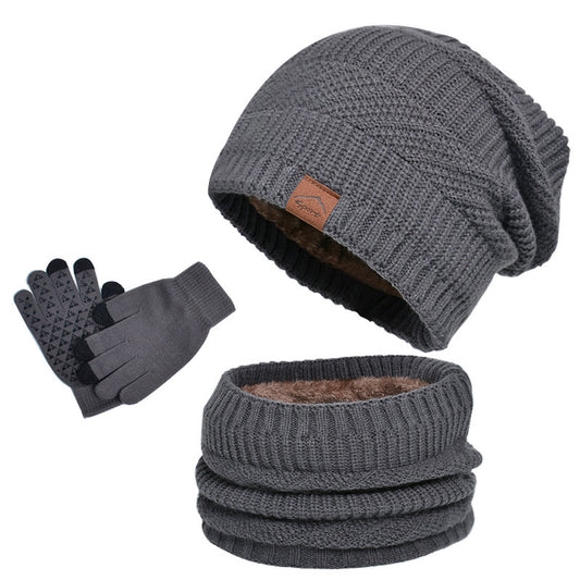 Winter Fleece-lined Warm Hat Scarf Gloves