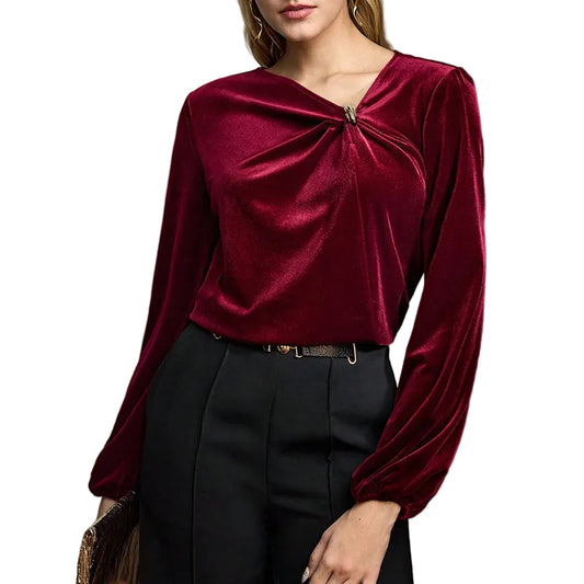 Velvet Twist Knot Blouse