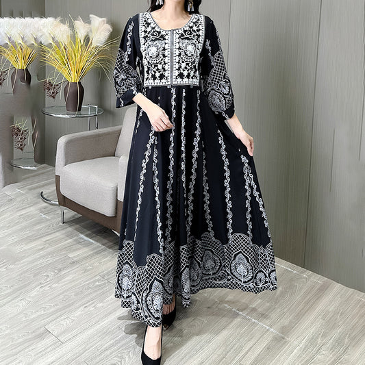 Women's Ethnic Style Floral Embroidered Maxi