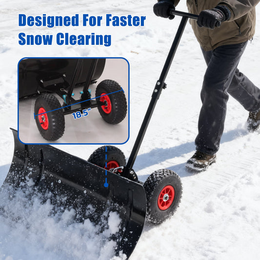 High Metal Snowplow Features Two Wheels