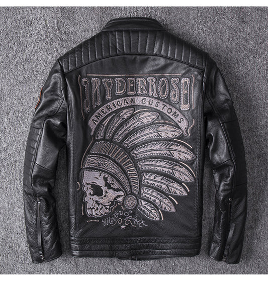 Stand Collar Leather Jacket