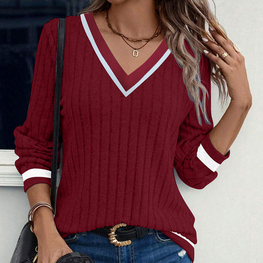 V-Neck Color-Block Top