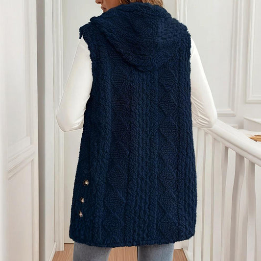 Textured Sleeveless Hooded Vest