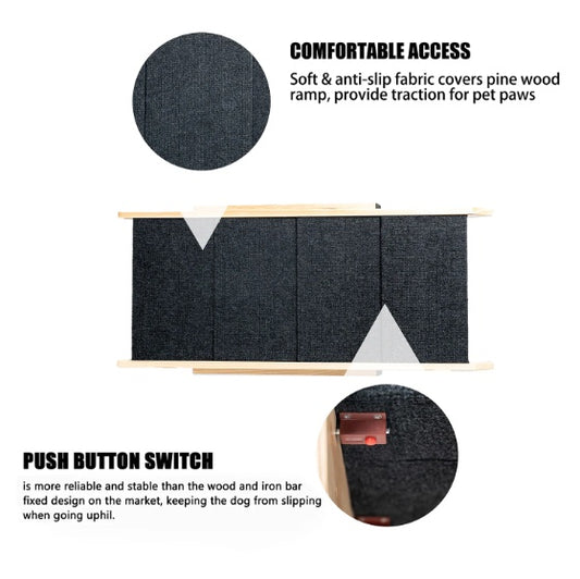 Wooden Foldable 4-storey Pet Stairs & Ramps