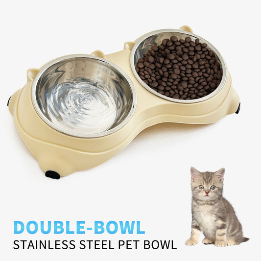 Double Stainless Steel Pet Bowl Set