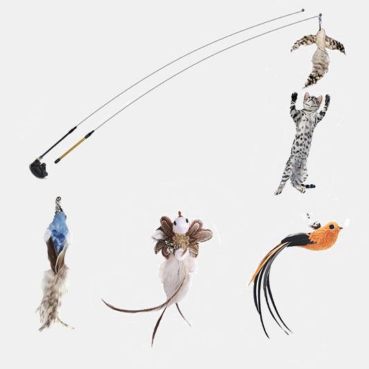 Steel Wire Feather Funny Cat Stick